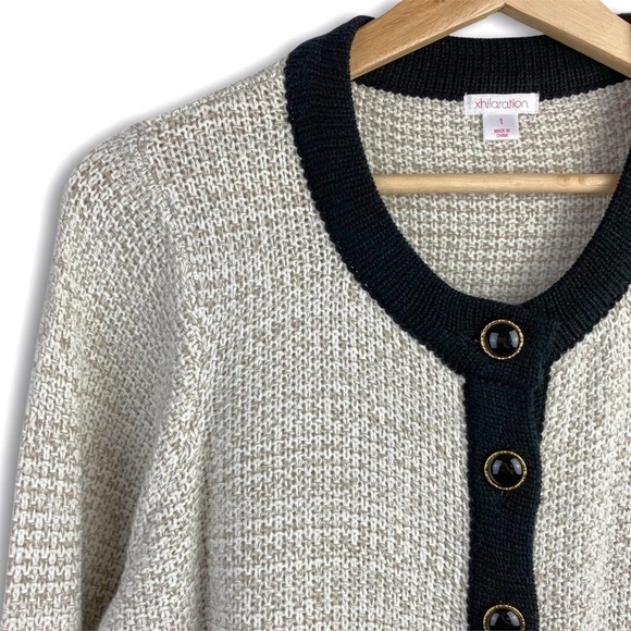 Xhilaration | Cream and Black Button Up Cardigan - Picture 3 of 10
